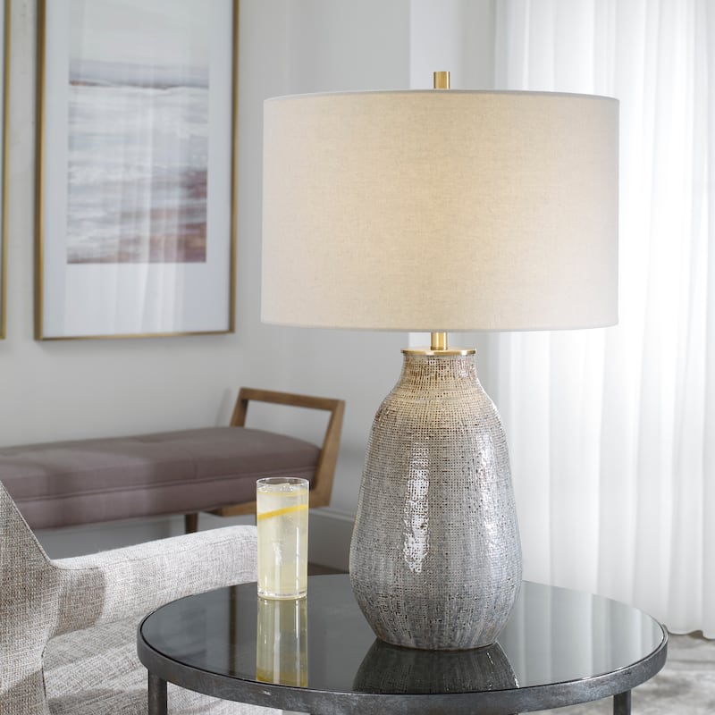 Uttermost Monacan Grey Textured Table Lamp - 25.5"H