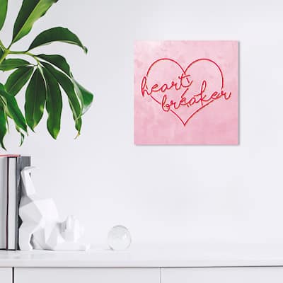 Wynwood Studio Prints Typography and Quotes Heart Breaker Pink and Bohemian & Eclectic Wall Art Canvas Print