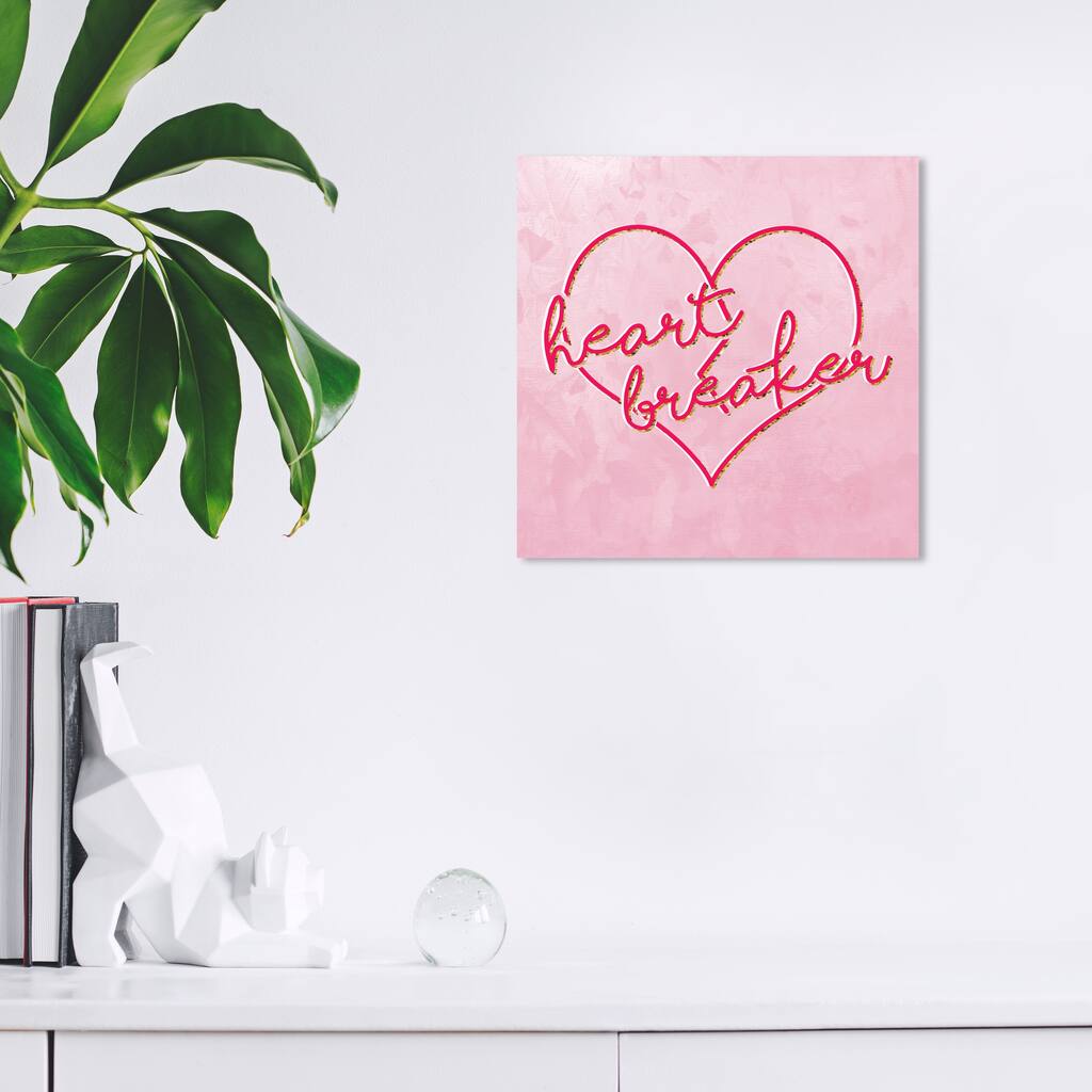 Wynwood Studio Prints Typography and Quotes Heart Breaker Pink and Bohemian & Eclectic Wall Art Canvas Print
