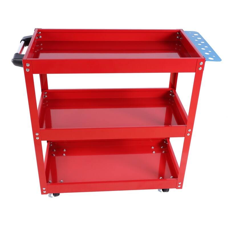 3-Tier Rolling Tool Cart for Garage and Workshop Use - Red