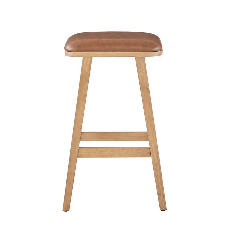 Bower Home Upholstered Wood Saddle Stools - Set of 2