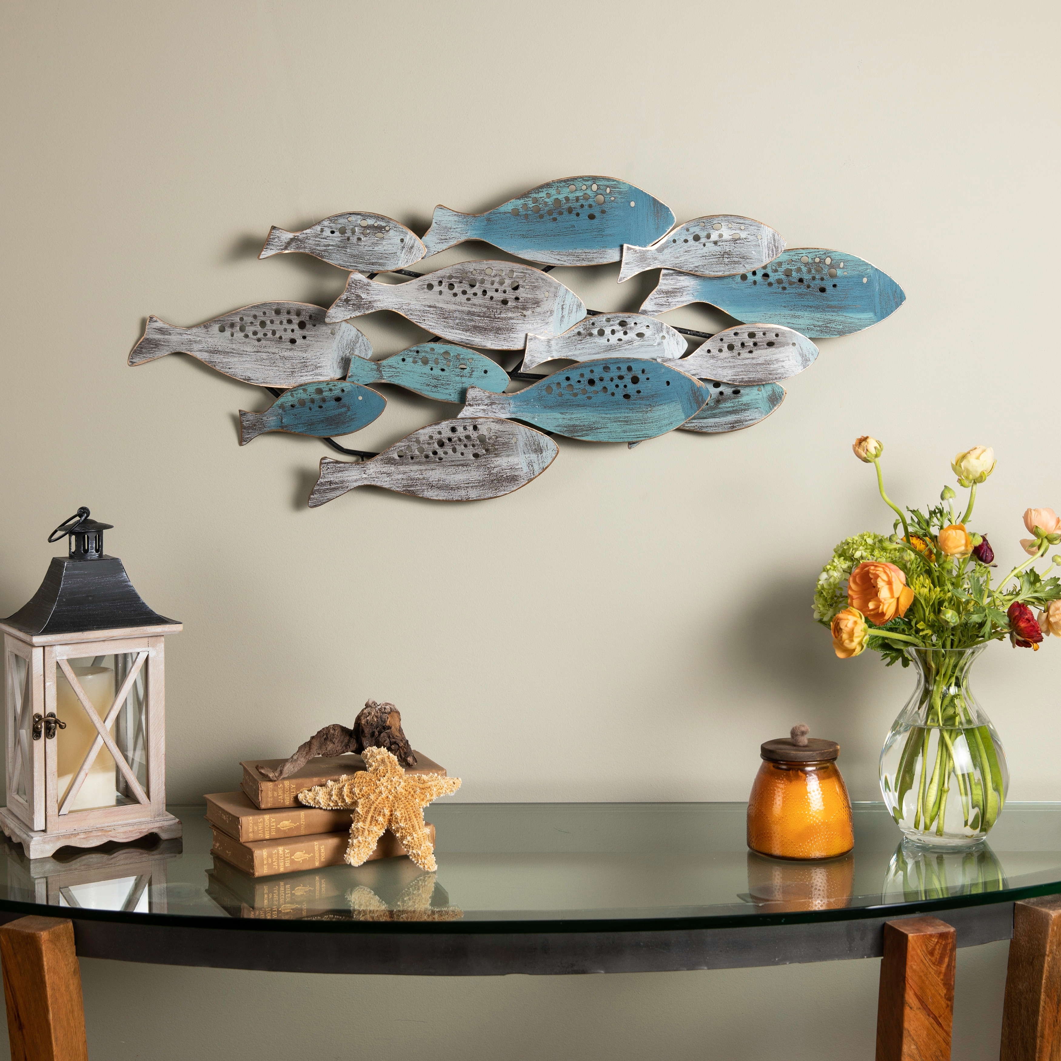 Danya B. School of Fish Modern Coastal Metal Wall Art Bed Bath  Beyond  22250998