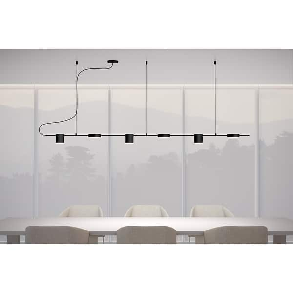 Sonneman Lighting Counterpoint 6 Light Satin Black Led Linear Pendant White Shade Overstock 20661997