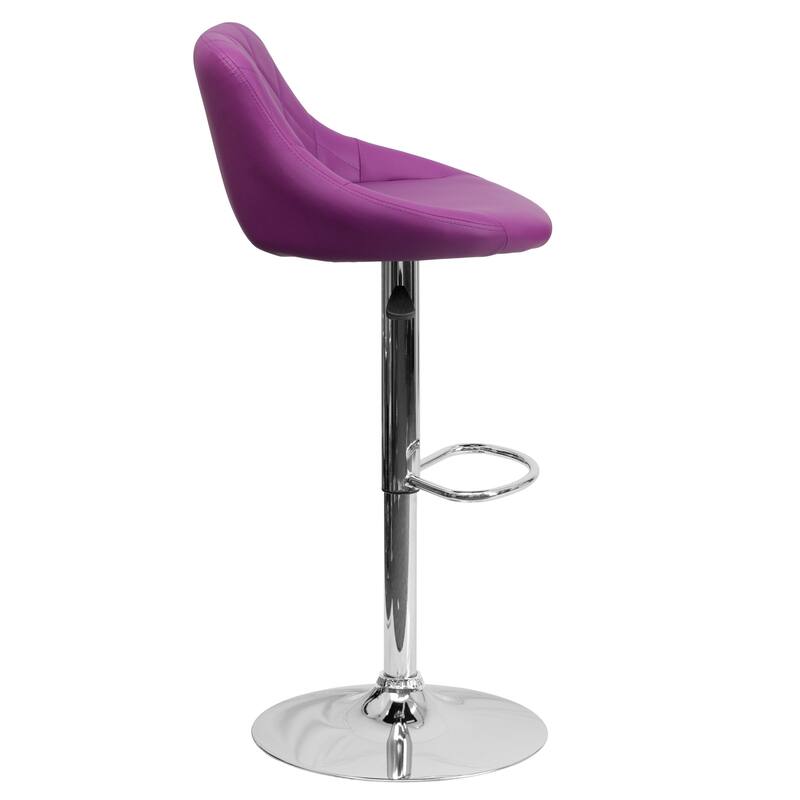 Vinyl Bucket Seat Adjustable Diamond Back Barstool (Set of 2) - 18.50"W x 19"D x 33.25" - 41.75"H