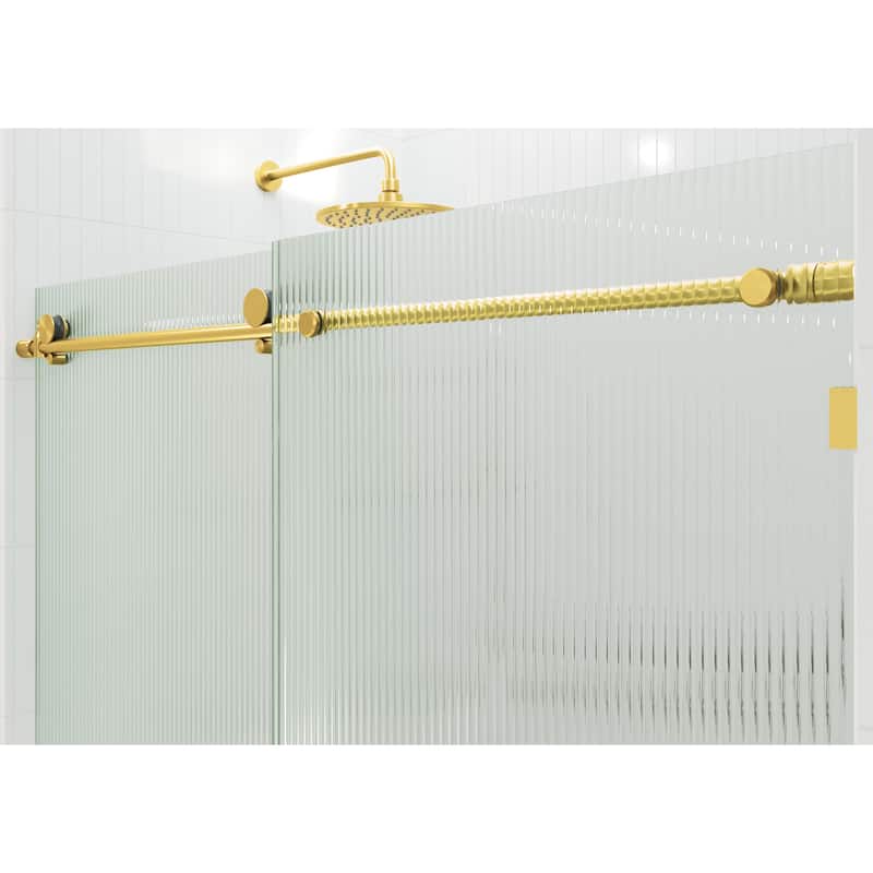 Galaxy 60 in. x 60 in. Fully Frameless Fluted Glass Sliding Bathtub Doors - Lefthand