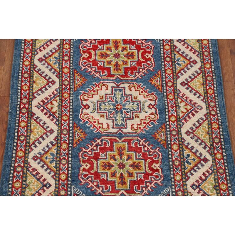 Blue Kazak Accent Rug Handmade Wool Carpet - 2'9" x 4'1"