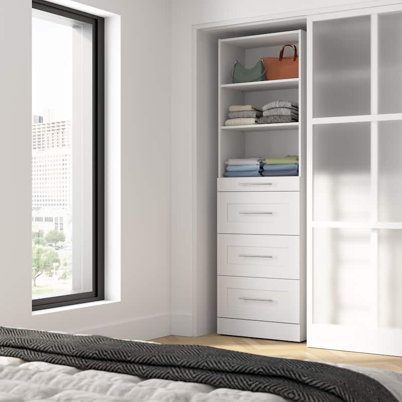 Bestar Florence 25W x 16D Closet System with 4 Drawers, Shaker - White