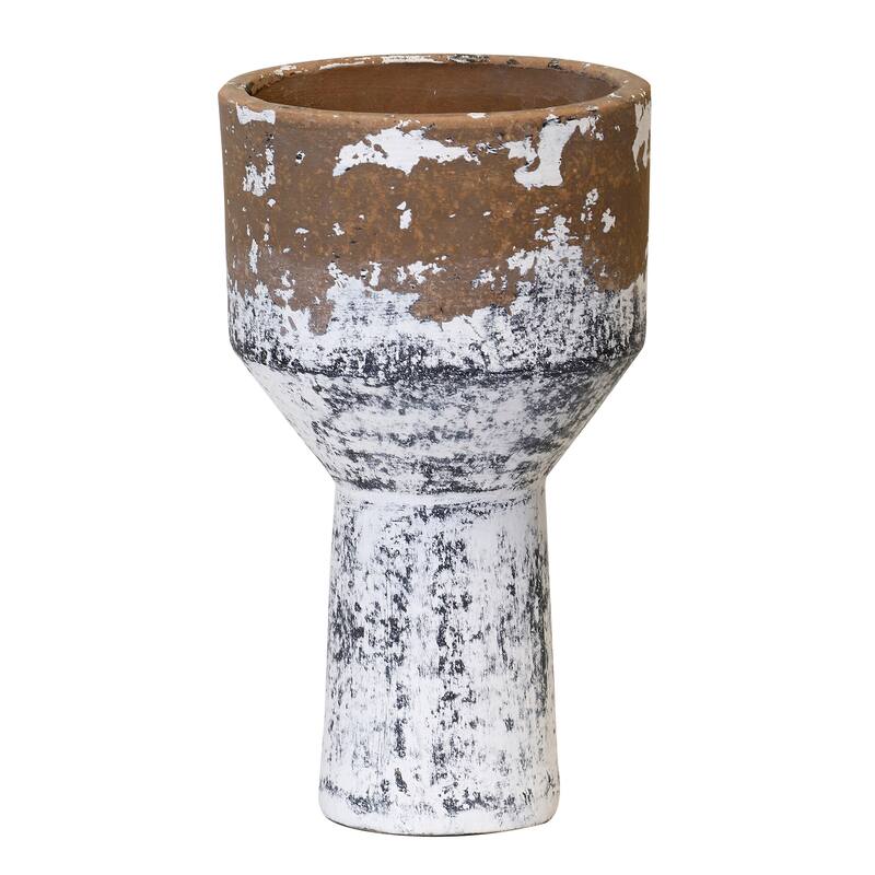 Harp & Finial Baden Vase - Cream and Terracotta Finish on Ceramic - Small