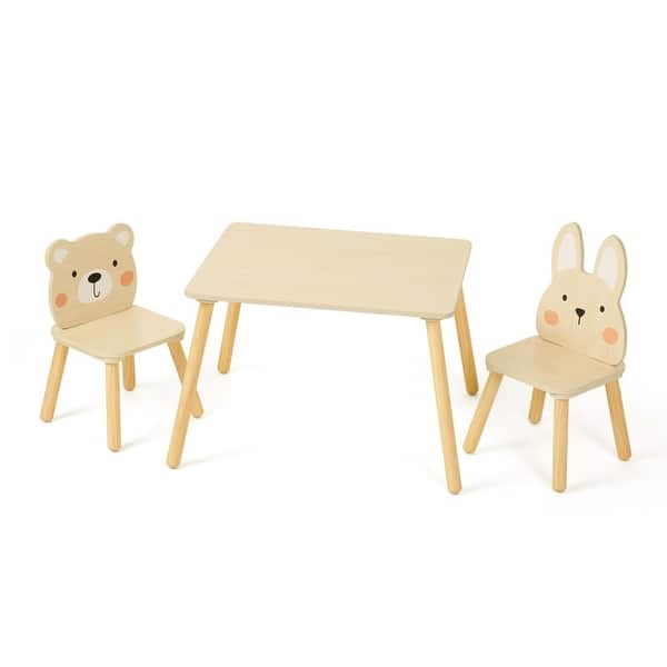 slide 2 of 5, Todler Wood Table and Chair Set, Animal Chairs for Eating, Snack Time and Play Games