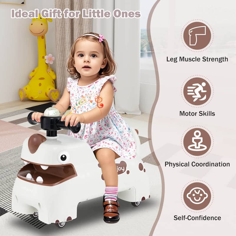 Babyjoy Ride on Toy Baby Dinosaur Sliding Car with4 Universal Casters - See Details