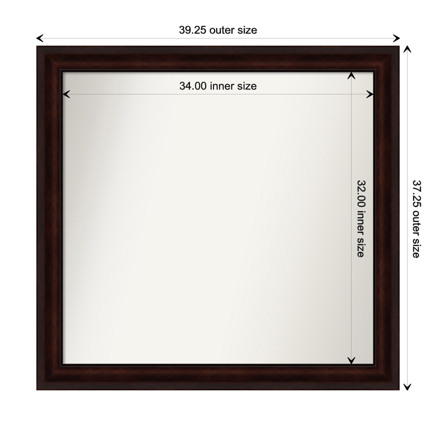 Coffee Bean Brown Framed Non-Beveled Custom Wall Mirror, Bathroom Vanity Mirror