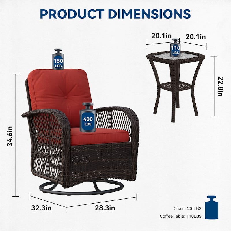 Outdoor Swivel Rocker Chairs Set of 2
