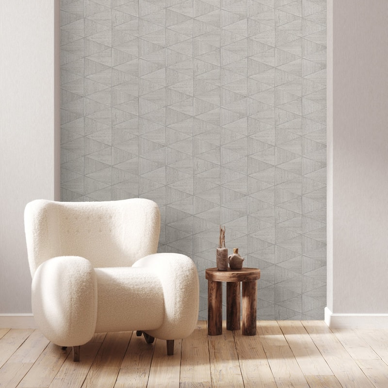 Galerie Wallcoverings Woods and Wicker Collection Triangular Wood Tile Matte Finish Vinyl on Non-woven Wallpaper Roll
