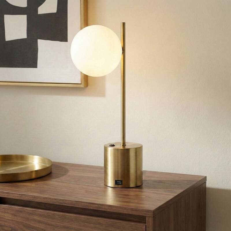 Luxe Glow Modern Brass Table Lamp - Brass