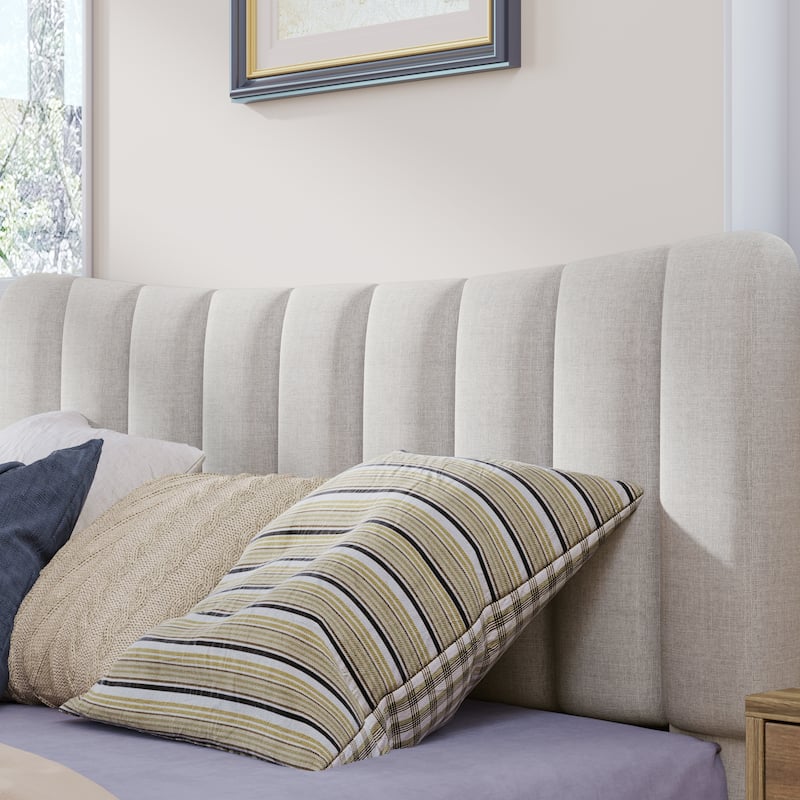 Full Size Upholstered Platform Bed Frame with Vertical Channel Tufted