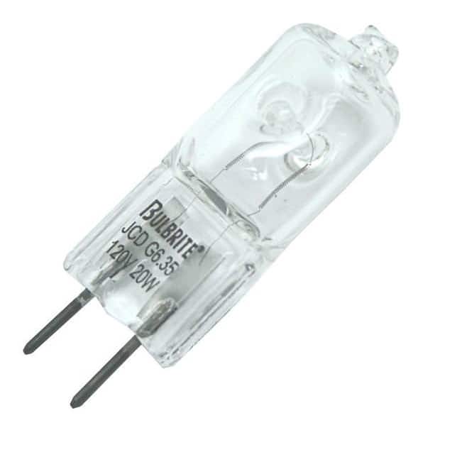 Bulbrite Pack of (10) 120V Dimmable Clear T4 Halogen Mini Light Bulbs with Bi-Pin (G6.35) Base, 2900K Soft White Light