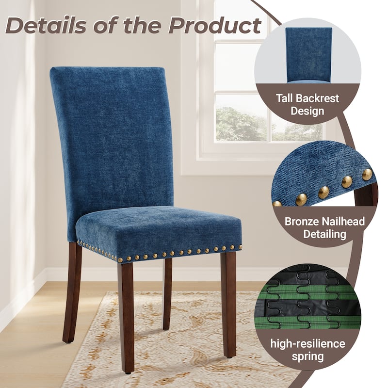 RENEWLINE Dining Chairs, Fabric with Nailhead Trim and Wood Legs