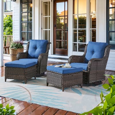 Gymojoy 4-Piece Outdoor Wicker Patio Furniture Chair Set, Rattan Coversation Set with Water Resistant Thick Cushions