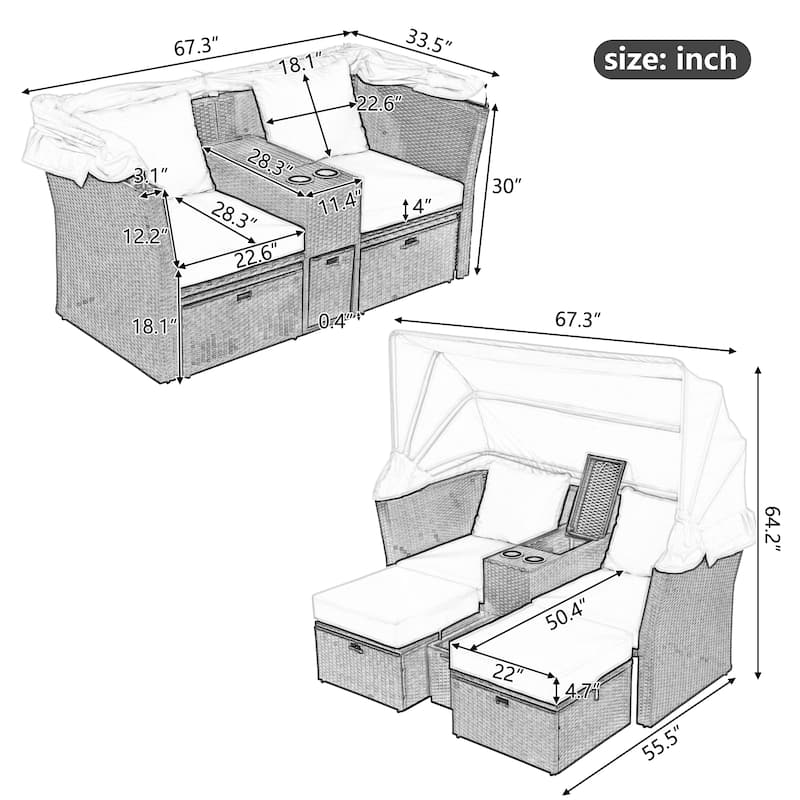 2-Seater Outdoor Patio Daybed