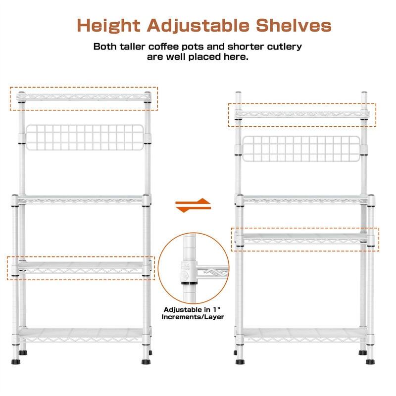 Bakers Rack for Kitchen with Storage - 14"D x 30"W x 59"H