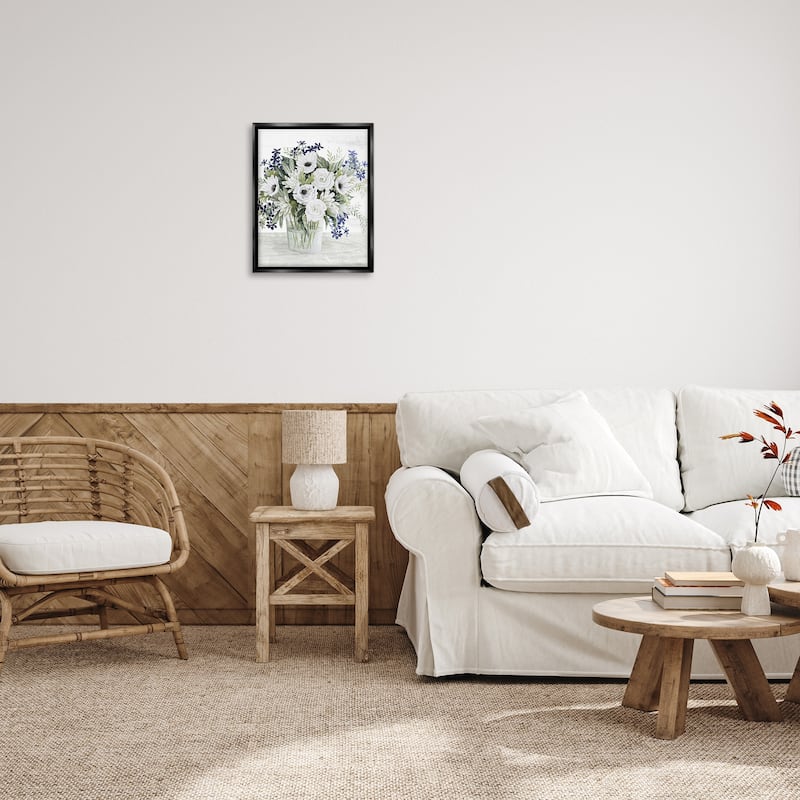 Stupell Mixed White Anemone Vase Framed Floater Canvas Wall Art Design by Cindy Jacobs