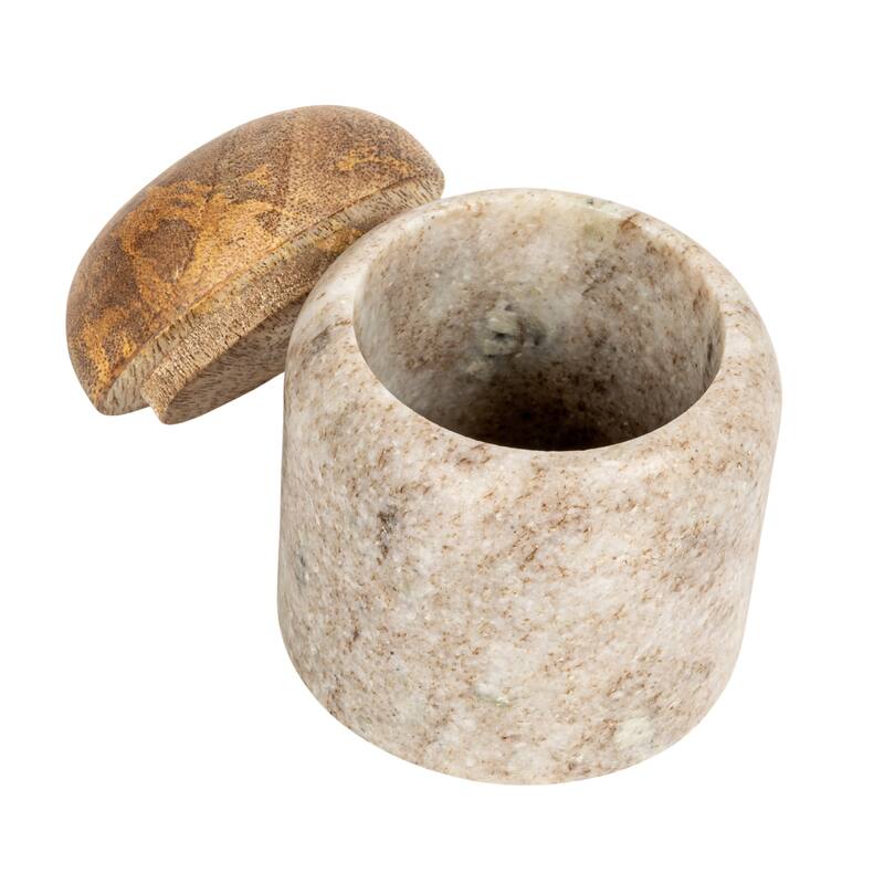 Marble and Mango Wood Pinch Pot with Lid