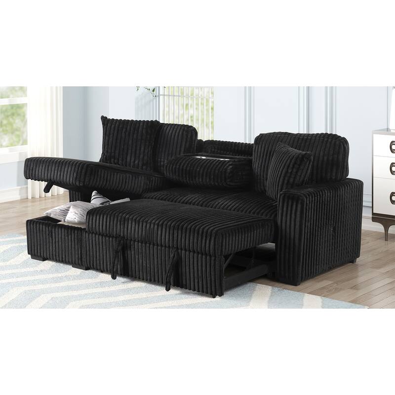 Plush Sectional in Black, Cream and Gray