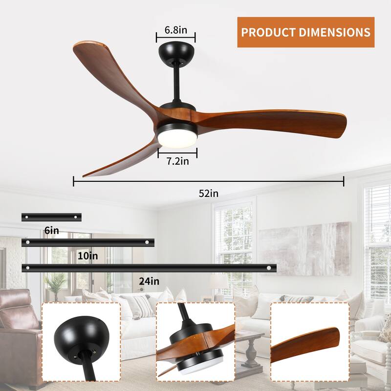 Modern Ceiling Fan Light with Lighting and 6 Speed Adjustment, DC Inverter Motor for Bedroom and Living Room