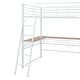 preview thumbnail 10 of 11, Full Loft Bed with 3 Layers of Shelves & L-Shaped Desk, Metal Loft Bed Frame with Safety Guardrails and Inclined Ladder, White