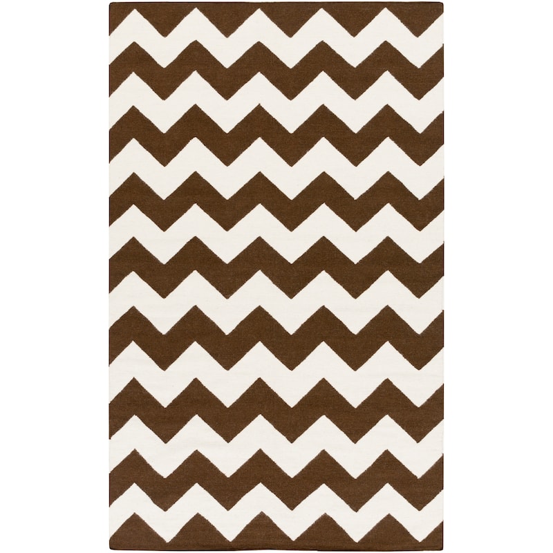 Hand-Woven Zoey Chevron Reverisble Flatweave Wool Rug (2' x 3')