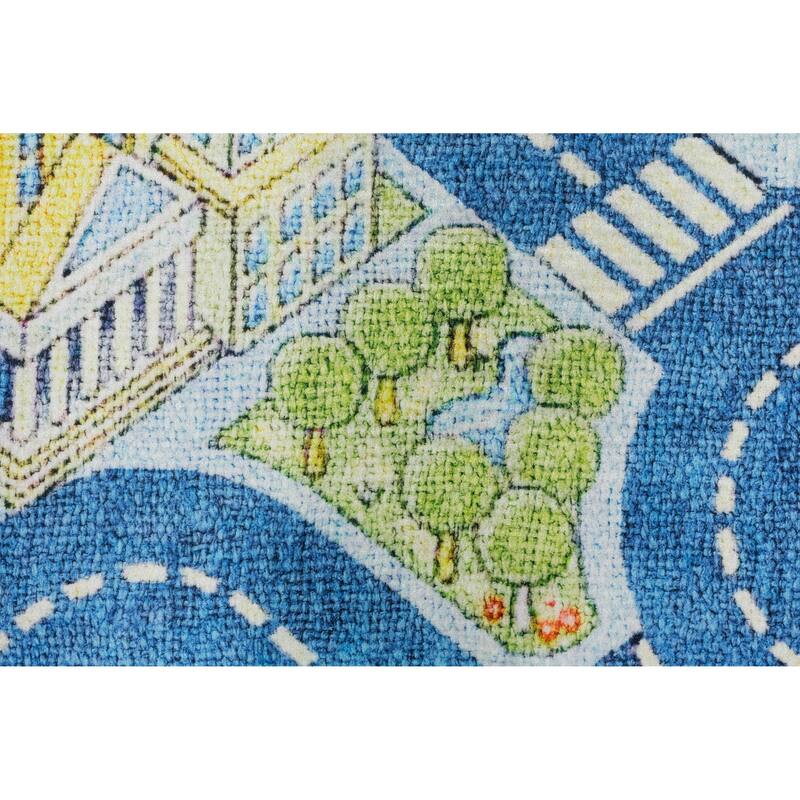 Dynamic Rugs Kidz Blue/Green/Multi Polyester Children's Area Rug