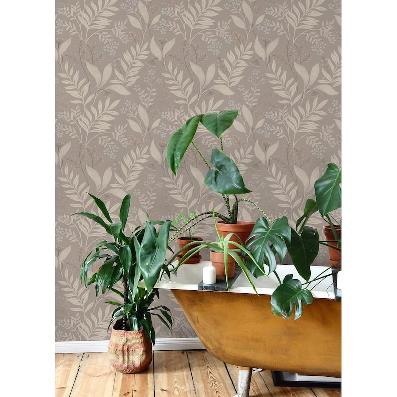 NuWallpaper Amanda Taupe Peel and Stick Wallpaper