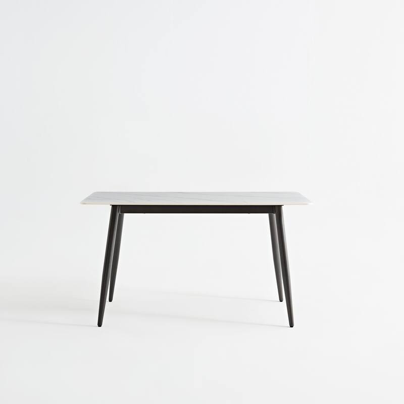 Rectangular Table, Ceramic Tabletop Dining Table with Strong Metal Base 1.4M