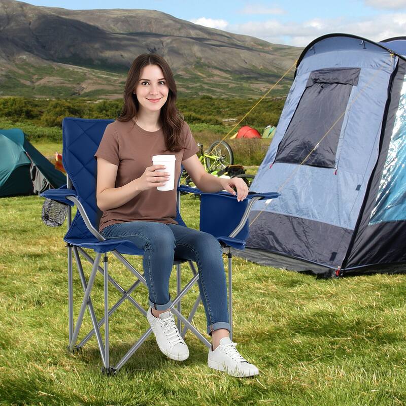 Gymax 2PCS Oversized Camping Chairs Heavy Duty Outdoor Folding Chair