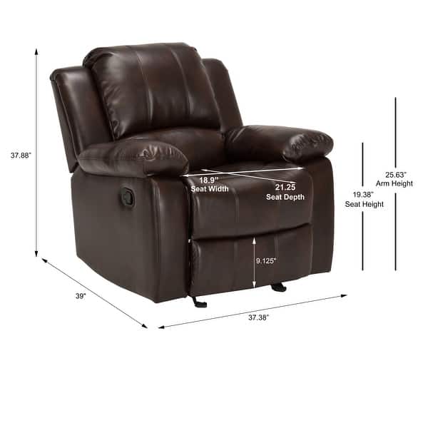 dimension image slide 1 of 4, Charleston Leather Gel Glider Rocker Recliner by Greyson Living