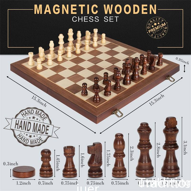 Folding Portable Travel Unique Chess set - 2*15*15inch - Multi