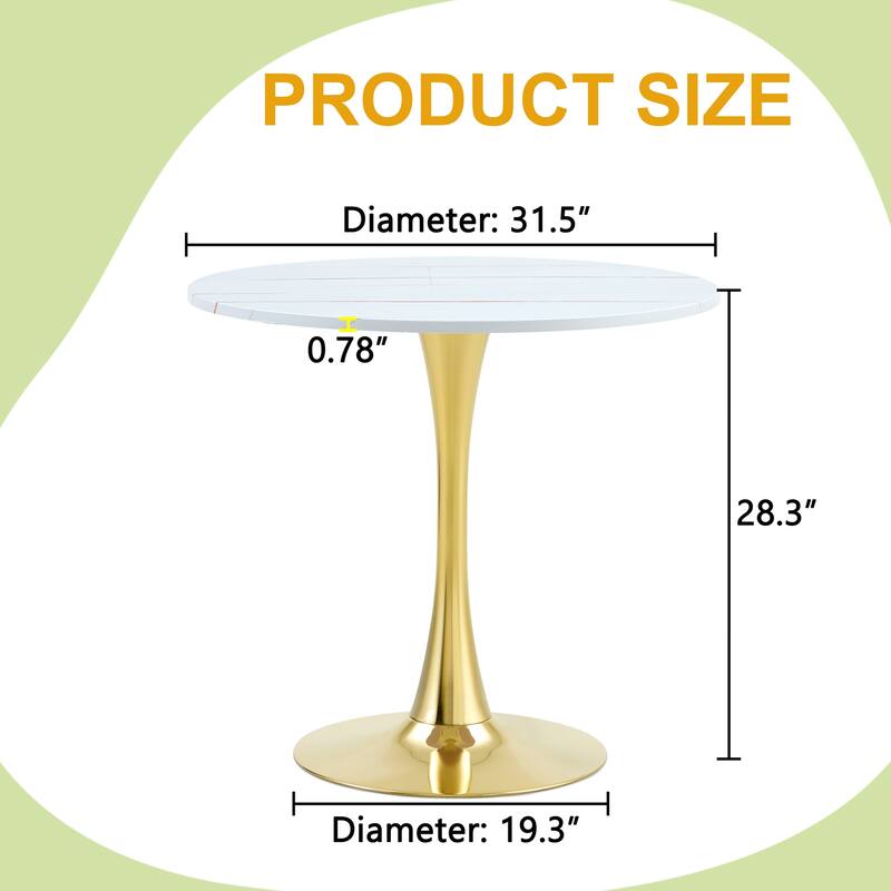 Round Thickened Table Top Coffee Table, Metal Pedestal Side Table Modern Bistro Table