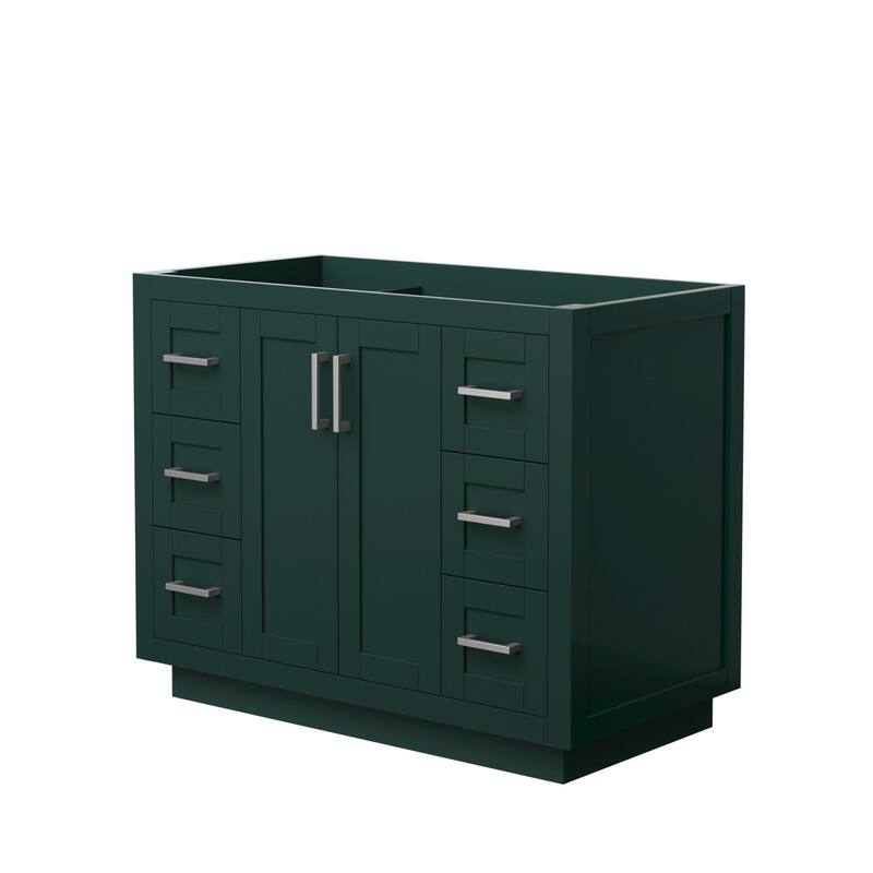 Wyndham Collection Miranda 42" Single Free Standing Vanity Cabinet - Green / Brushed Nickel Hardware