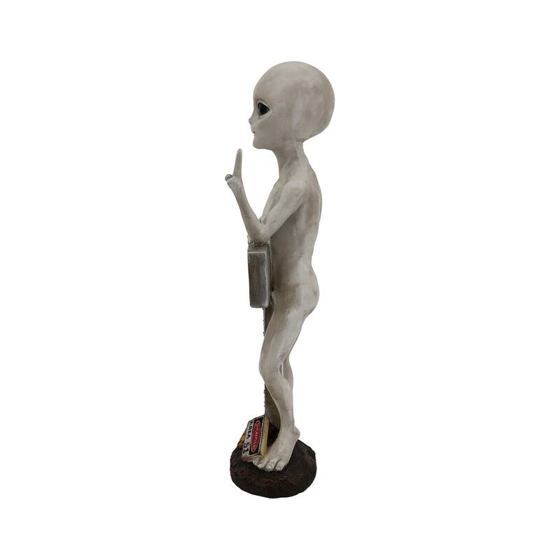 Alien Resin Statue W/Welcome Sign