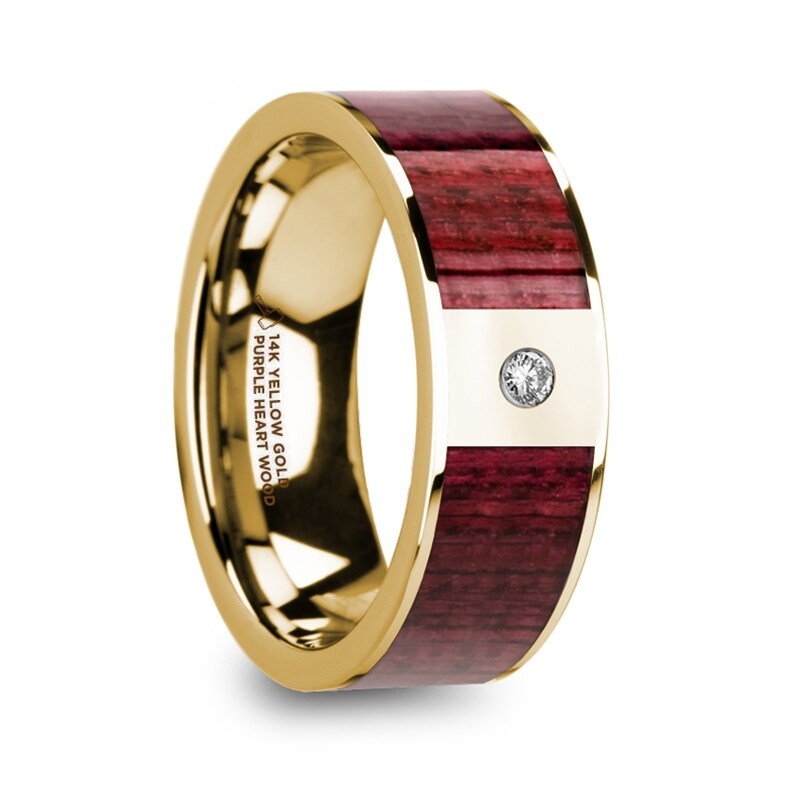 Shop Phile Purpleheart Inlaid 14k Yellow Gold Men S Wedding Band