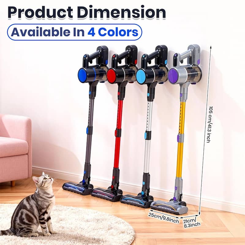 Cordless Vacuum Cleaner, Stick Vac, Powerful Suction, Rechargeable, Lightweight, and Versatile for Carpet, Hard Floor, Pet Hair