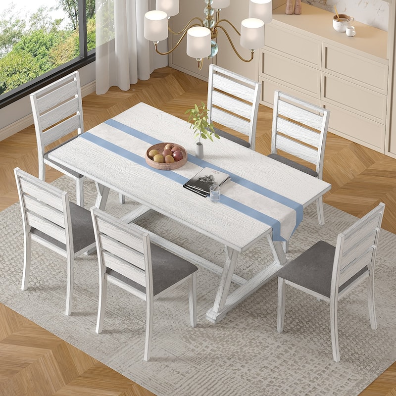 Javlergo Rectangular Dining Table and Chairs Set for 4-8,Modern Kitchen Table Set with Removable Leaves Space Saving