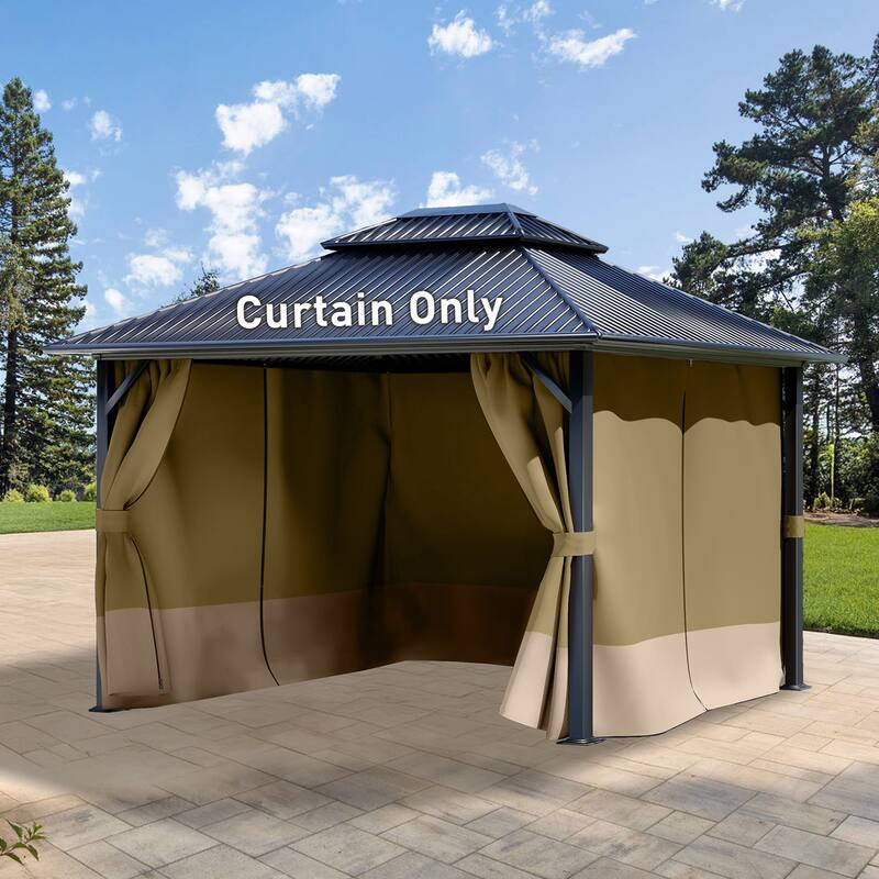 Aoodor Gazebo Curtain Replacement-Universal 4-Panel Sidewalls, Curtain Only