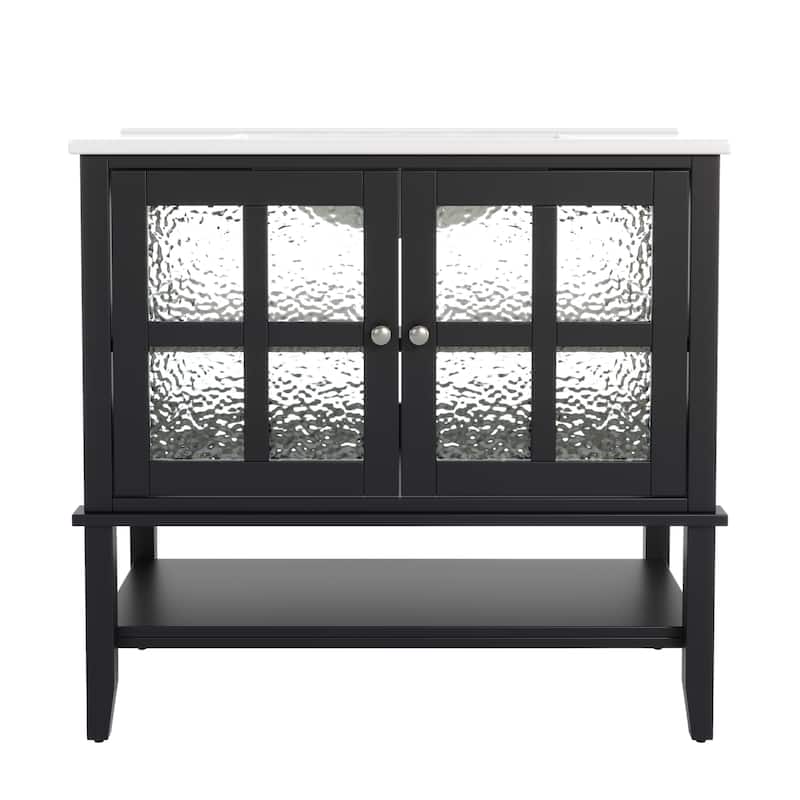 36" Bathroom Vanity with Ceramic Sink - Black