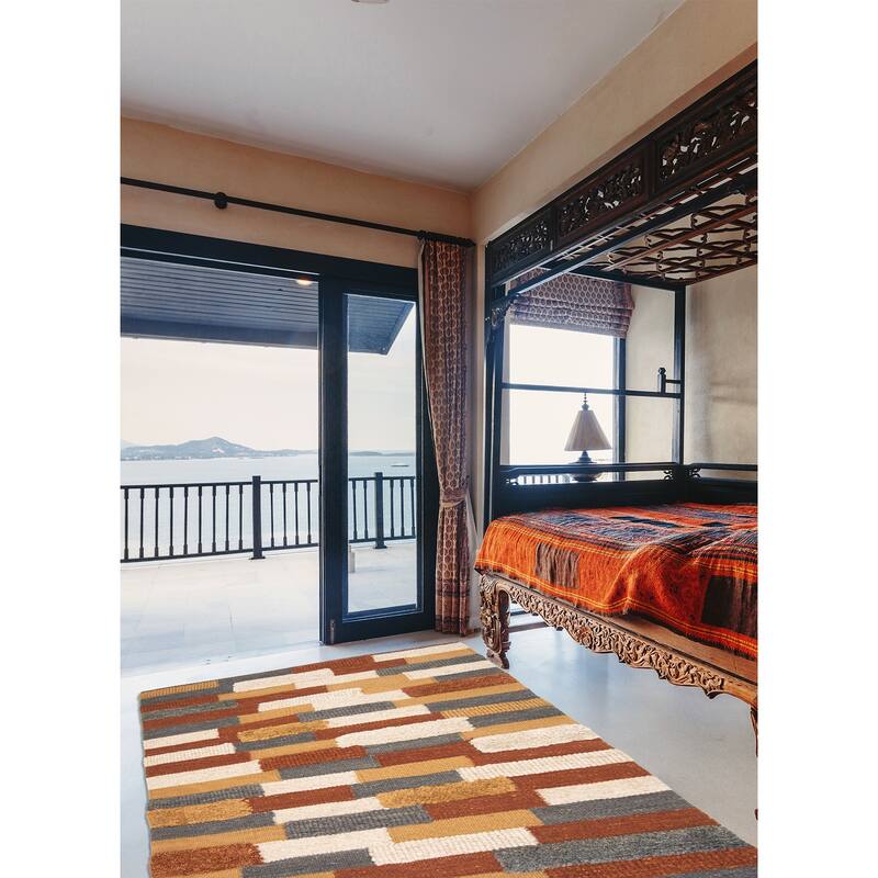 ECARPETGALLERY Braid weave Sienna Brown Wool Rug - 5'9 x 7'11