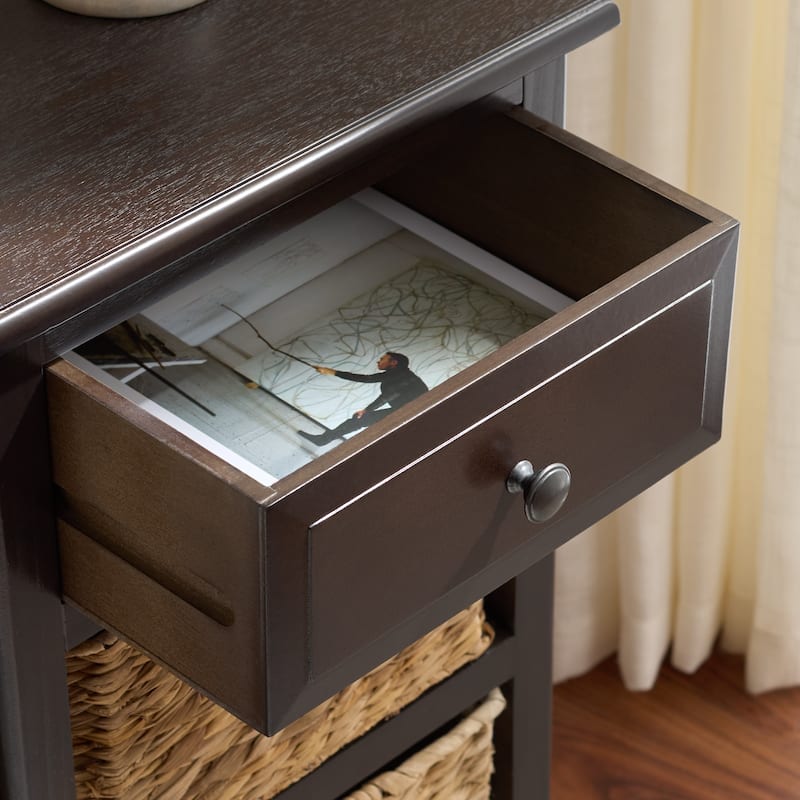 SAFAVIEH Helma Distressed Black Drawer Storage Side Table - 15" x 11.8" x 27.6" - 15"W x 12"D x 26"H