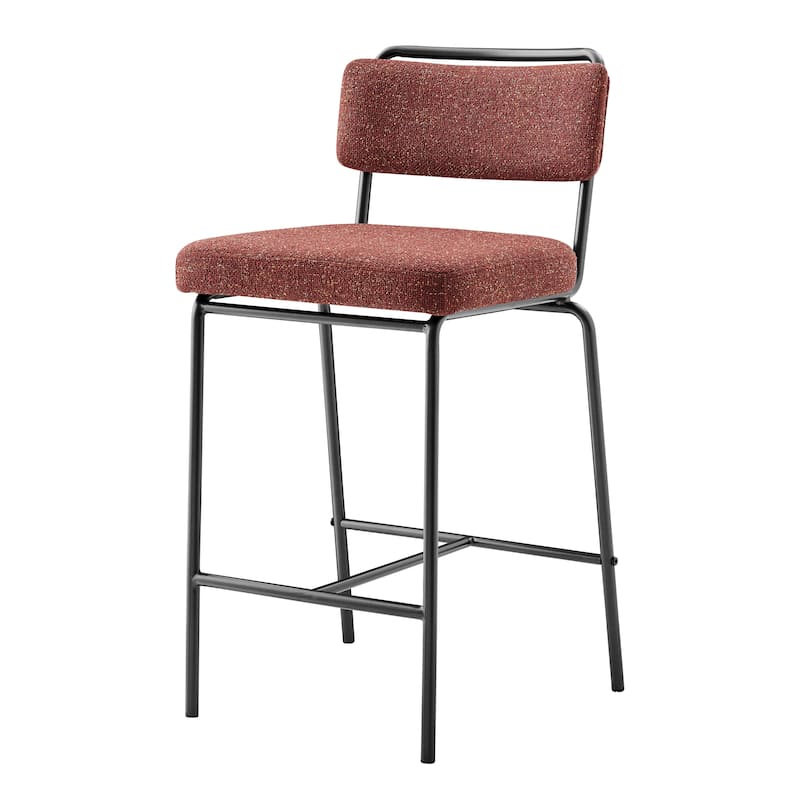 NPD Furniture Zander Chenille Counter Stool (Set of 4) - Pebbled Terracotta