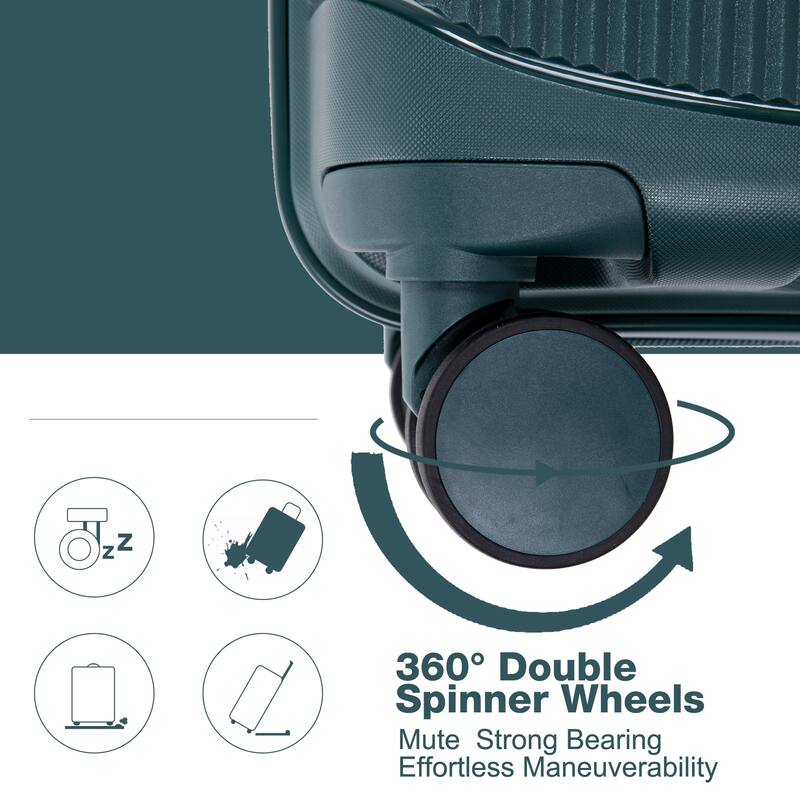 3-Piece, Luggage Sets, Hard-Shell Luggage with 2 Swivel Wheels and TSA Lock, for Boarding Travel, Green