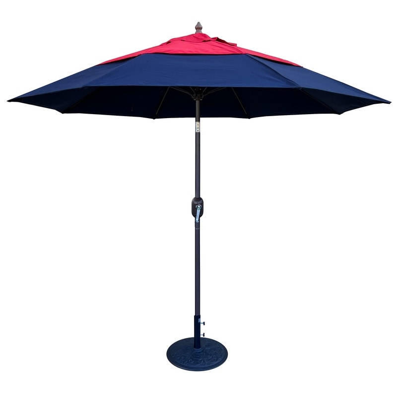 Tropishade 9' Market Umbrella with custom Sunbrella Jockey Red/Navy Blue cover
