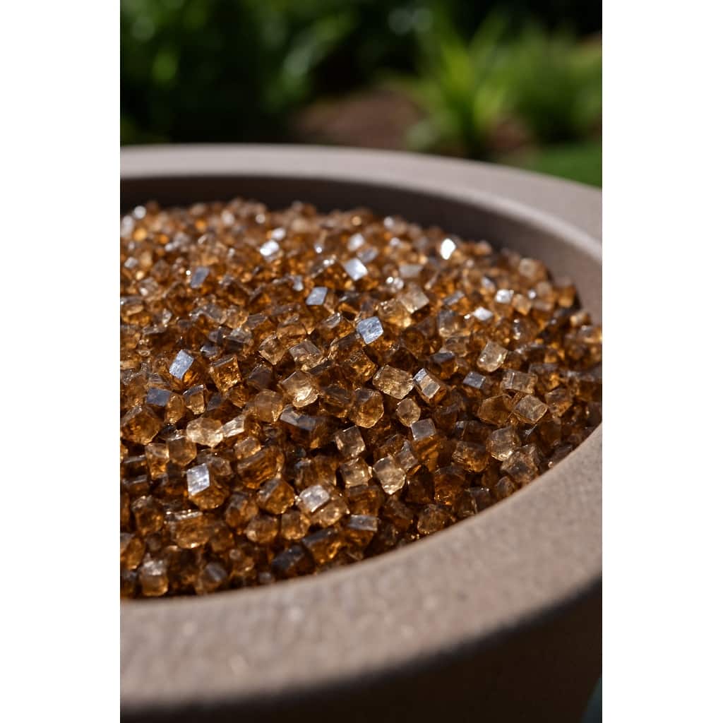 Copper Round Reflective Fire Pit Glass
